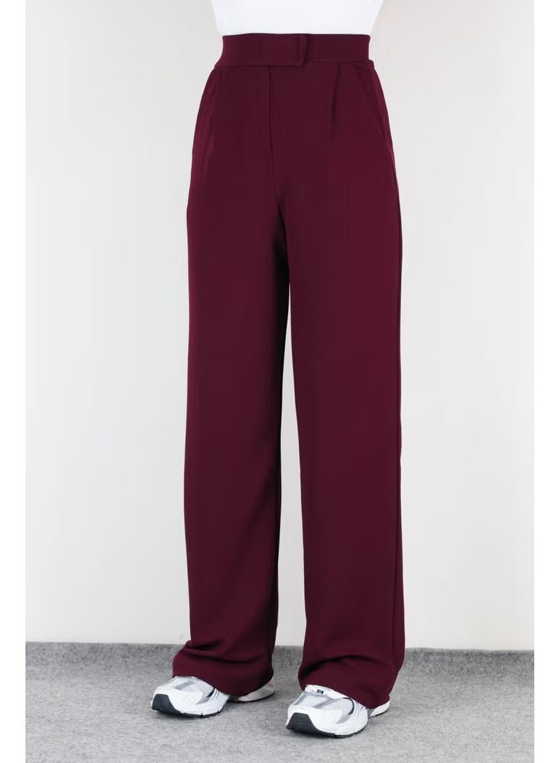 Ritnice Line Women's Lycra Velcro Closure Claret Red Palazzo Trousers - Image 1